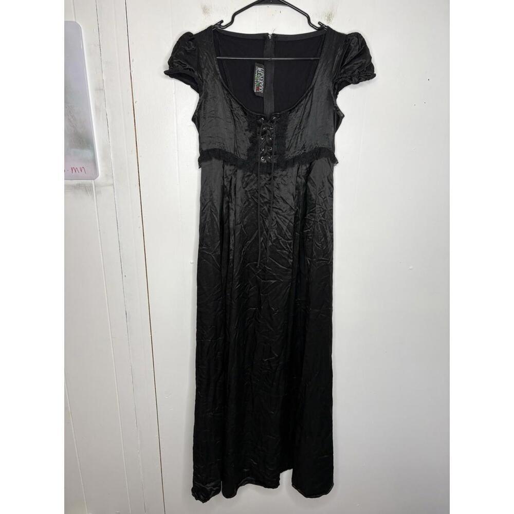 Vintage Lip Service Dress Womens M Helena Maxi Goth Corset Bodice Silky Vamp